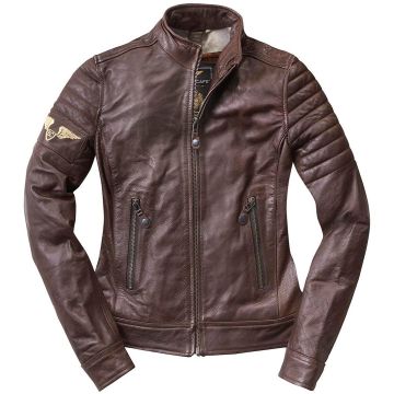 Black-Cafe London Ilam Bruin Dames Leren Motorjas