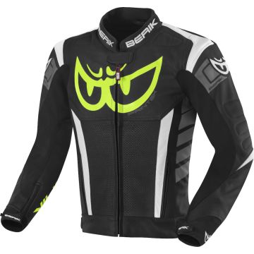 Berik Zakura Zwart Wit Geel Grijs Leren Motorjas