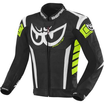 Berik Zakura Zwart Wit Geel Leren Motorjas