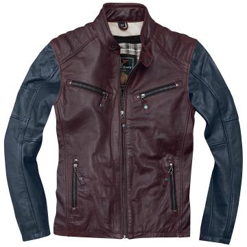 Black-Cafe London Firenze Rood Blauw Leren Motorjas