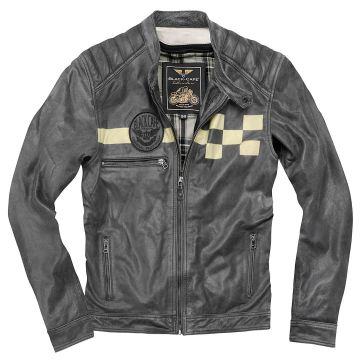 Black-Cafe London SevenT Grijs Leren Motorjas