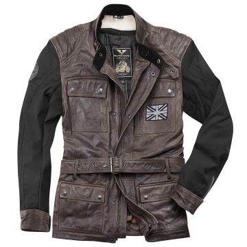 Black-Cafe London Retro Zwart Bruin Leren Motorjas