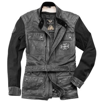 Black-Cafe London Retro Donkergrijs Leren Motorjas