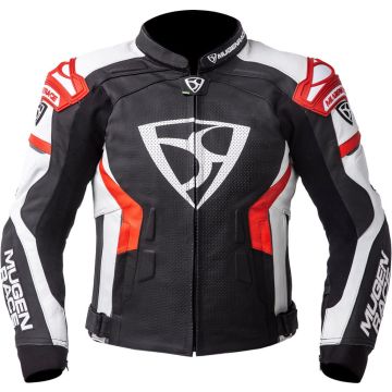 MUGENRACE Marcus Black White Red Leather Jacket