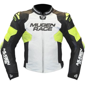 MUGENRACE Mry Black White Fluo Yellow Leather Jacket