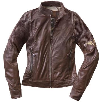 Black-Cafe London Amol Bruin Dames Leren Motorjas