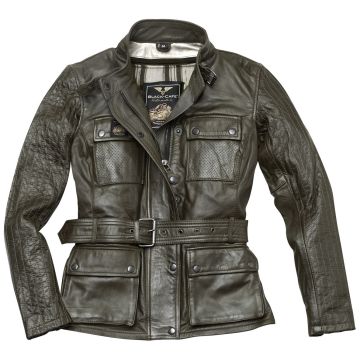 Black-Cafe London Madrid Donkergroen Dames Leren Motorjas