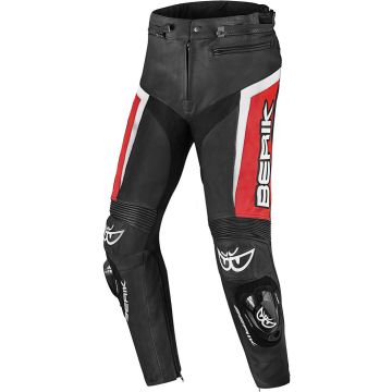 Berik Misle Zwart Wit Rood Leren Motorbroek