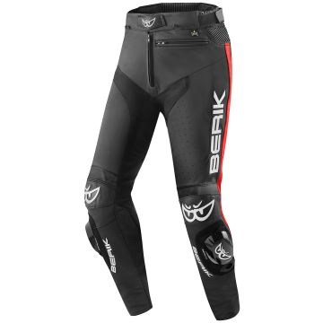 Berik Track Zwart Rood Leren Motorbroek