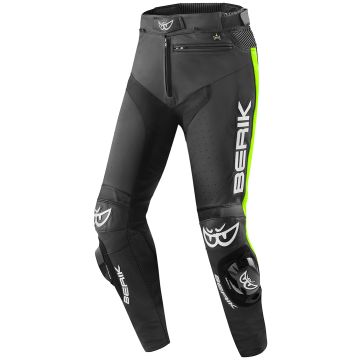Berik Track Zwart Geel Leren Motorbroek