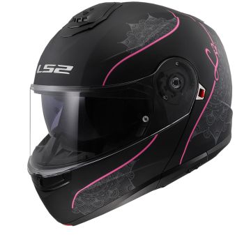 LS2 FF908 Strobe II Lux Mat Zwart Roze 06 Systeemhelm