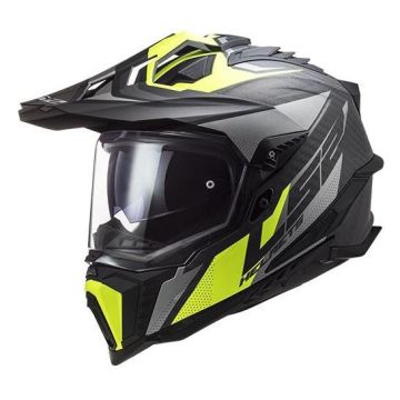 LS2 MX701 C Explorer Focus ECE 22.06 Mat Titanium Hivis Geel Adventure Helm