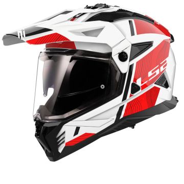 LS2 MX702 Pioneer II Hill Wit Rood Adventure Helm