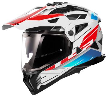 LS2 MX702 Pioneer II Namib Wit Blauw Rood Adventure Helm