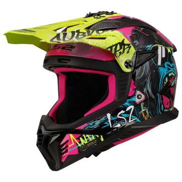 LS2 MX708 Fast II Gorilla Paars H-V Geel Offroad Helm