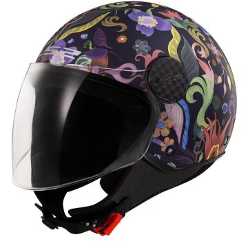 LS2 OF558 Sphere Lux II Bloom Blauw Roze Jethelm