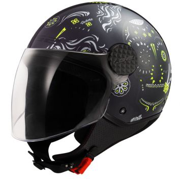 LS2 OF558 Sphere Lux II Maxca Zwart Fluo Geel Jethelm