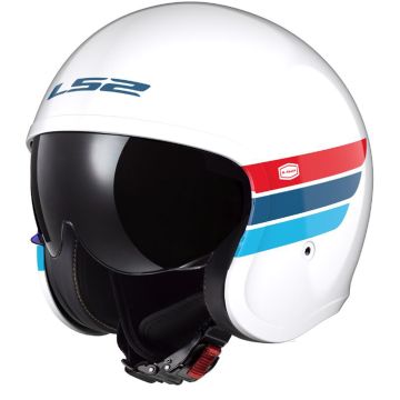 LS2 OF599 Spitfire II Retro Wit Blauw Rood Jethelm