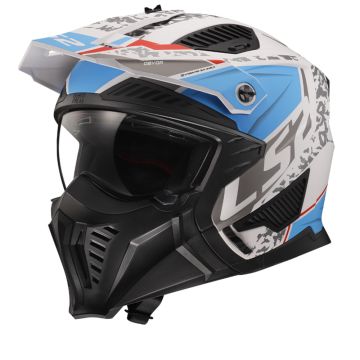 LS2 OF606 Drifter Devor Matt Wit Blauw 06 Multi Helm