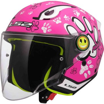 LS2 OF622 Funny II Paws Roze Kinder Jethelm