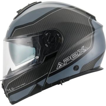 APEX MC500 Carbon Dolomites Zwart Grijs Zilver Glossy Systeemhelm