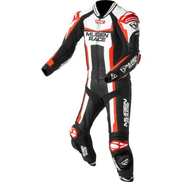 MUGENRACE Ibrido Black White Red 2PC Leather Motorcycle Suit