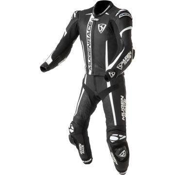 MUGENRACE Mucho Black White 2PC Leather Motorcycle Suit