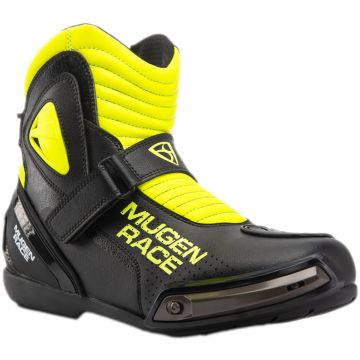 MUGENRACE Hurry Perforated Black Neon Yellow Motorcycle Shoes