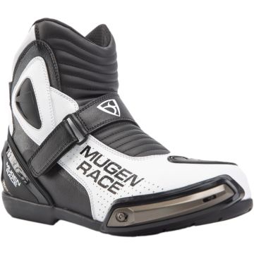 MUGENRACE Hurry Perforated Black White Motorcycle Shoes