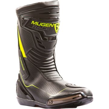MUGENRACE Speed Perforated Black Neon Yellow Boots