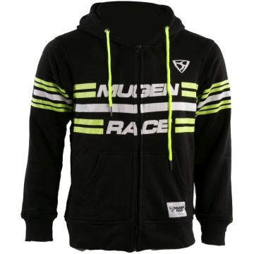 MUGENRACE Stripe-Two Zwart Neon Zip Hoodie