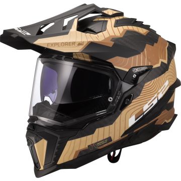 LS2 MX701 Explorer C Trick Bruin Sand 06 Adventure Motorhelm