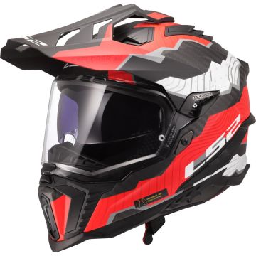 LS2 MX701 Explorer C Trick Wit Rood 06 Adventure Motorhelm