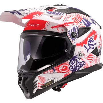 LS2 MX702 Pioneer II Fantasy Wit Rood Blauw 06 Adventure Motorhelm