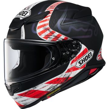 Shoei NXR2 Knee Down TC-5 Matt Black White Red Full Face Helmet