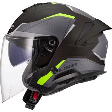 LS2 OF618 Verso II Air Zwart H-Vis Geel Jethelm