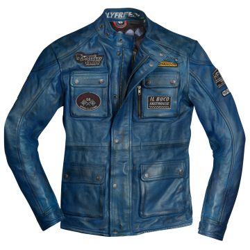 HolyFreedom Quattro Evolution Blauw Leren Motorjas