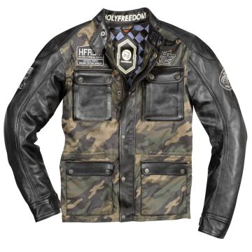 HolyFreedom Quattro Camo Zwart Leren/Textiele Motorjas