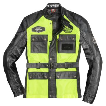 HolyFreedom Quattro Vision Zwart Geel Leren/Textiele Motorjas