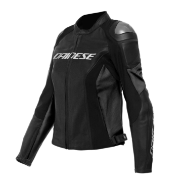 Dainese Racing 4 Geperforeerde Leren Jas Dames Zwart Zwart   