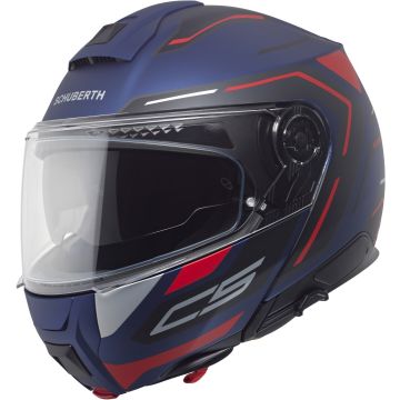 Schuberth C5 Omega Mat Blauw Rood Systeemhelm