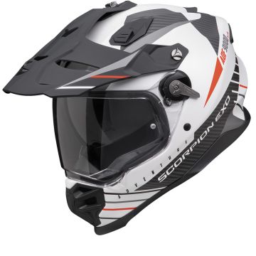 Scorpion ADF-9000 Air Feat Mat Wit Zwart Rood Adventure Helm
