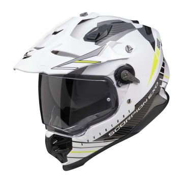 Scorpion ADF-9000 Air Feat Wit Zwart Neon Geel Adventure Helm