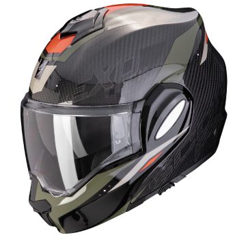 Scorpion Exo-Tech Evo Carbon Rover Zwart Groen Systeemhelm