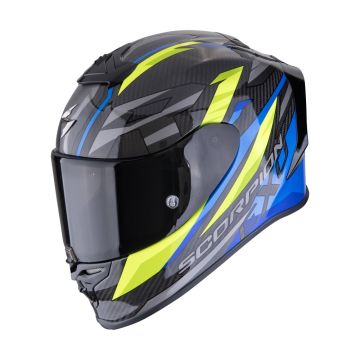 Scorpion EXO-R1 Evo Carbon Air Runner Zwart Blauw Geel Integraalhelm
