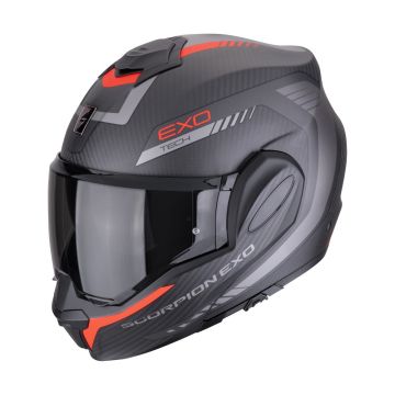 Scorpion EXO-Tech Evo Carbon Cosy Zwart Rood Systeemhelm