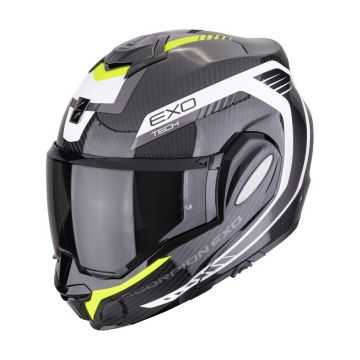Scorpion EXO-Tech Evo Carbon Cosy Zwart Wit Geel Systeemhelm