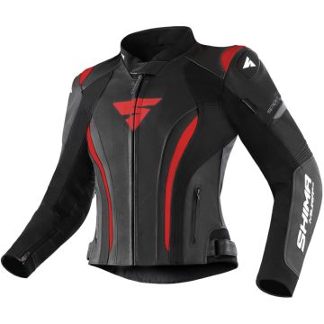 SHIMA Miura 2.0 Dames Zwart Rood Leren Motorjas