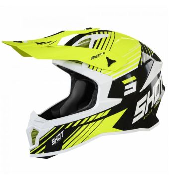 SHOT Lite Fury Zwart Neon Geel Wit Glanzend Crosshelm