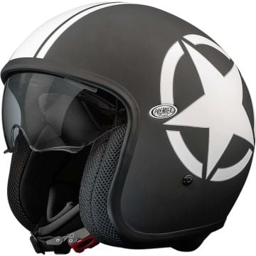 Premier Vintage Star 8 BM Mat Zwart Wit Jethelm